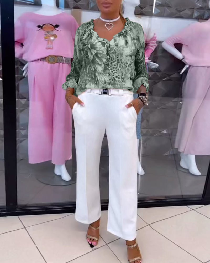 Elsie | Blommig V-ringad Blus