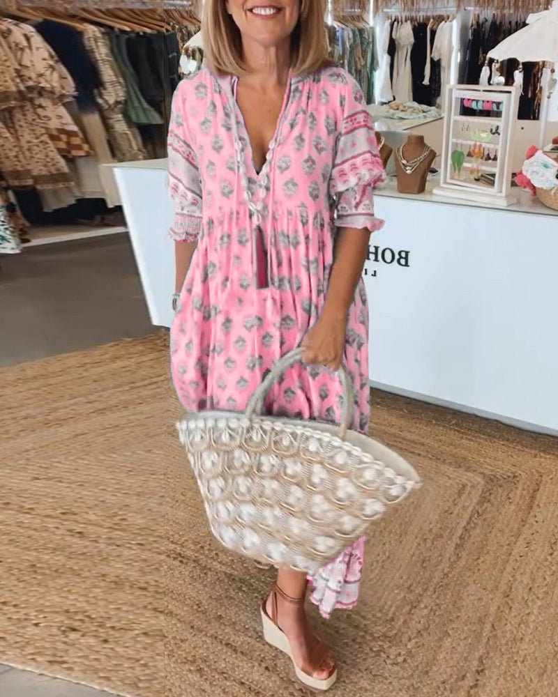 Mana | Chic Floral V-Hals Klänning