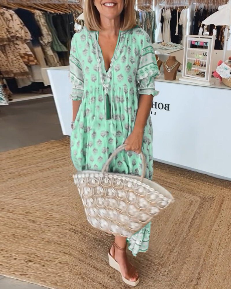 Mana | Chic Floral V-Hals Klänning