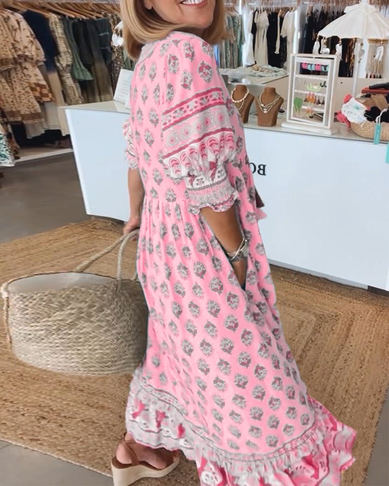 Mana | Chic Floral V-Hals Klänning