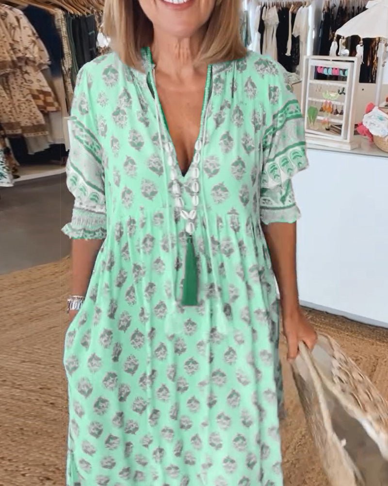 Mana | Chic Floral V-Hals Klänning
