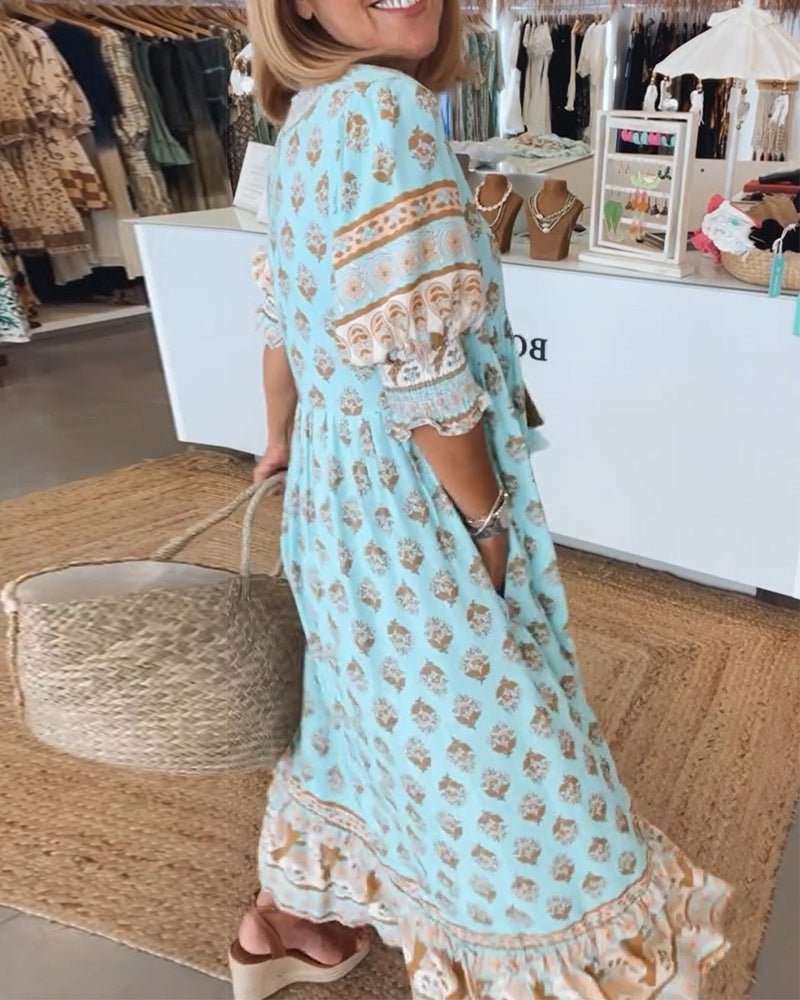 Mana | Chic Floral V-Hals Klänning