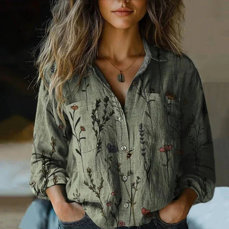 Emma | Vintage Tryckt Blus