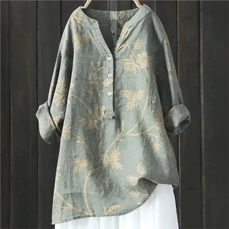 Emilia | Blus med Blommig Accent