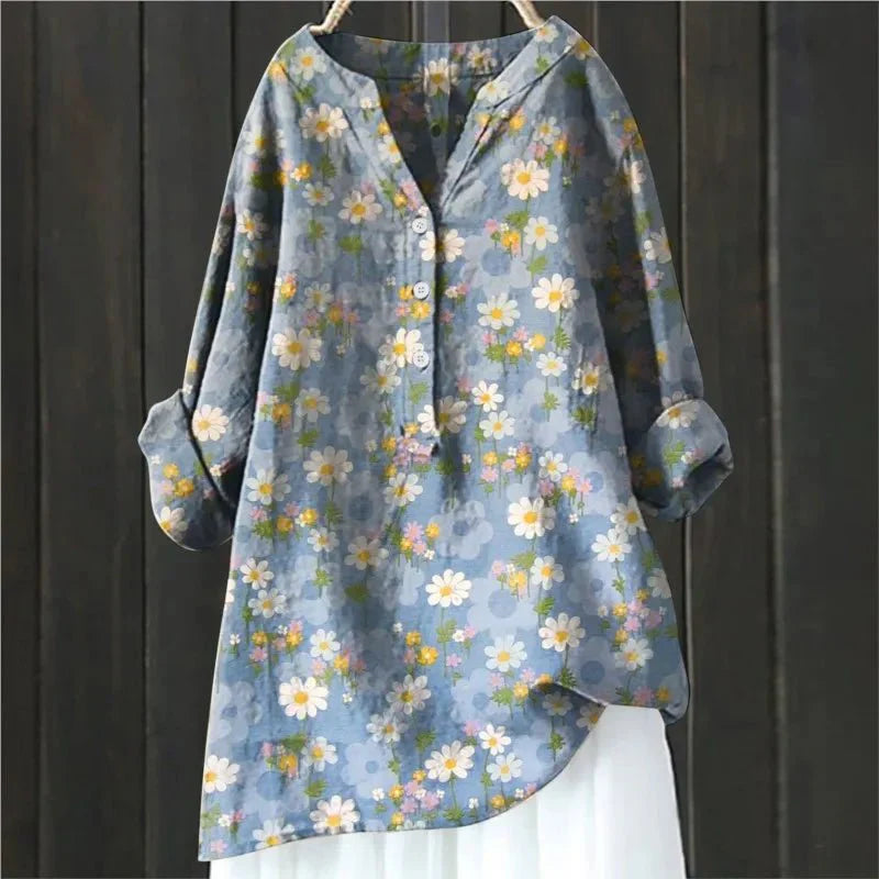 Emilia | Blus med Blommig Accent