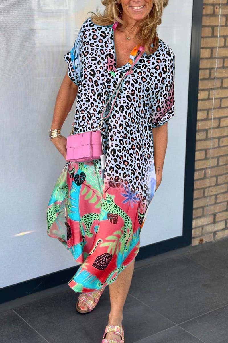 Zella | Avslappnad Leopardmönstrad Klänning