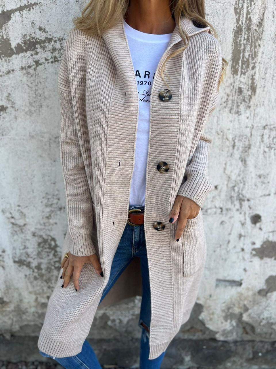 Rosalie | Chic Lång Stickad Kofta
