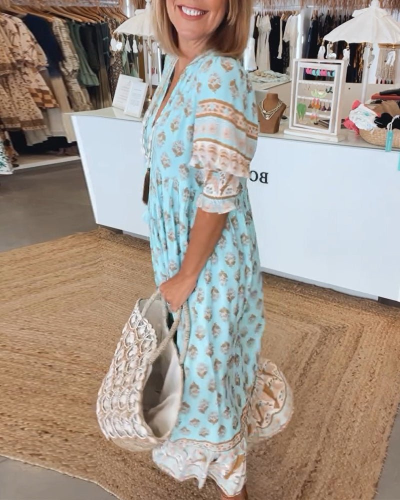 Mana | Chic Floral V-Hals Klänning