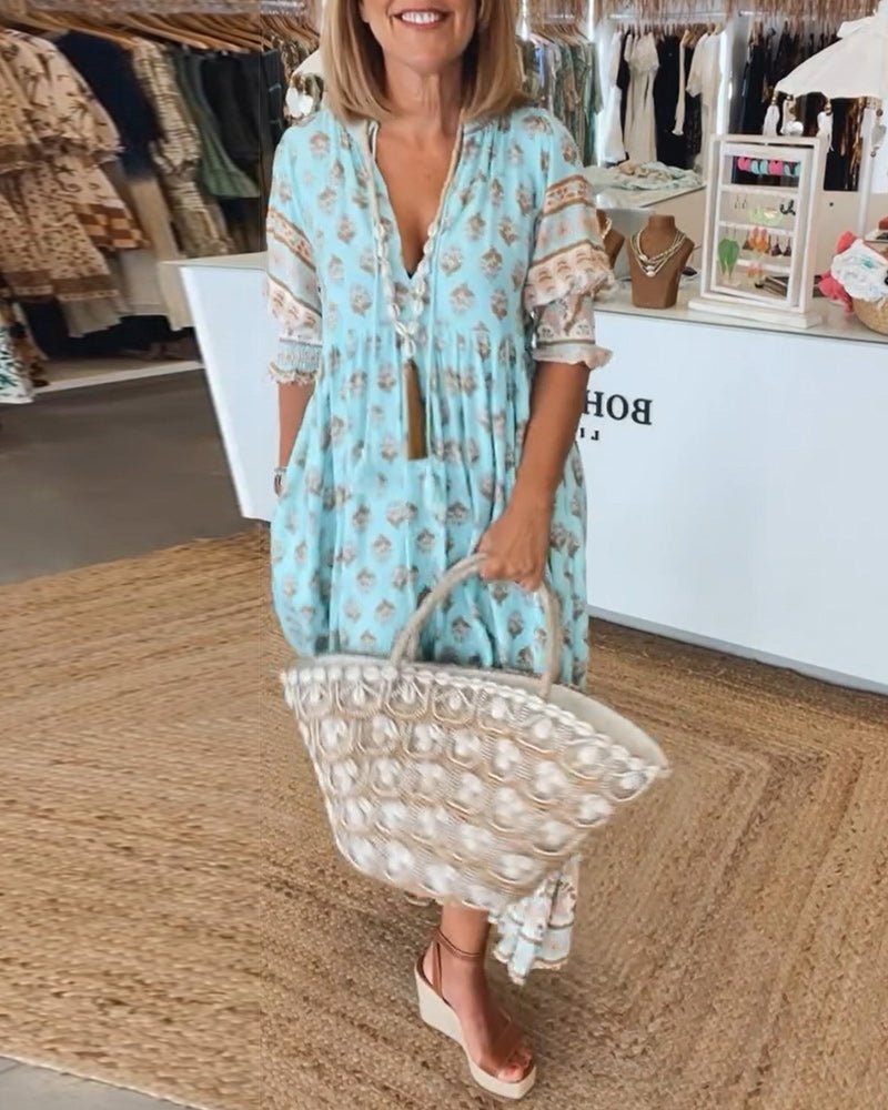 Mana | Chic Floral V-Hals Klänning