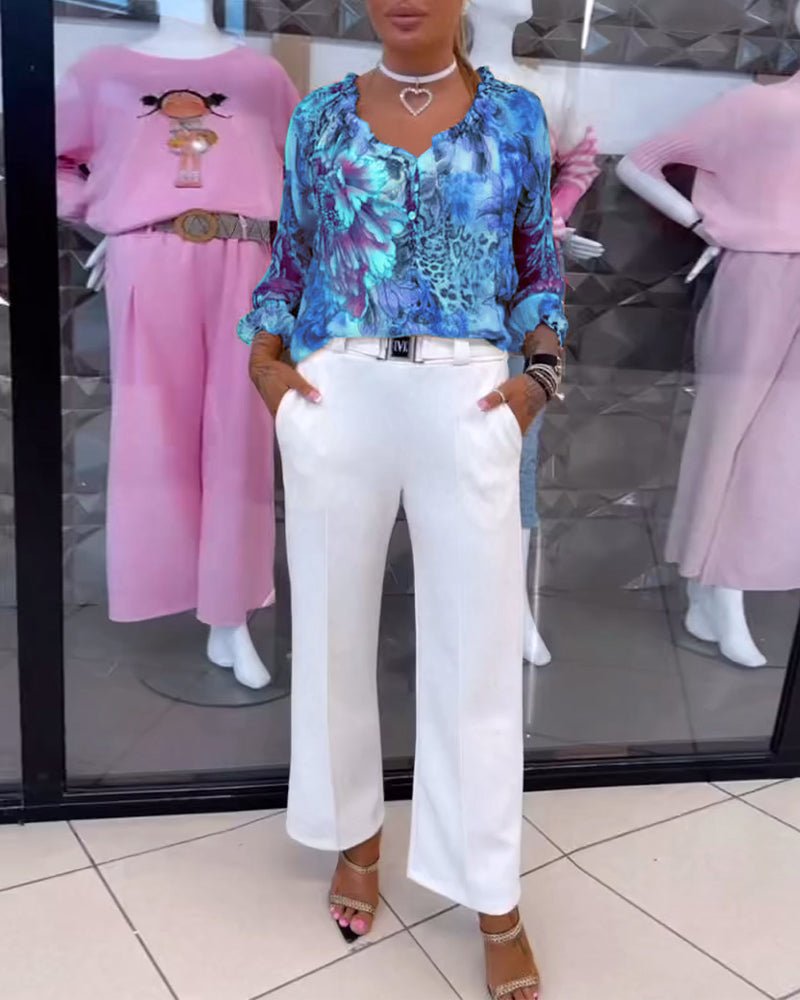 Elsie | Blommig V-ringad Blus