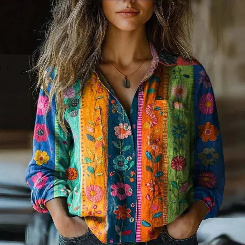 Emma | Vintage Tryckt Blus