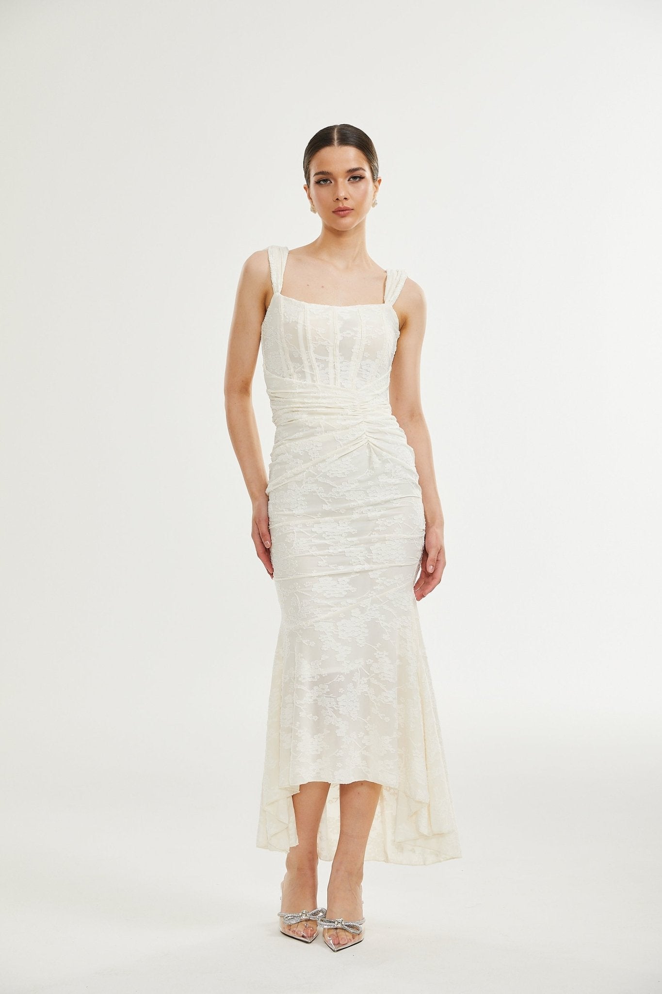 Raya | Elegant Blommig Jacquard Klänning
