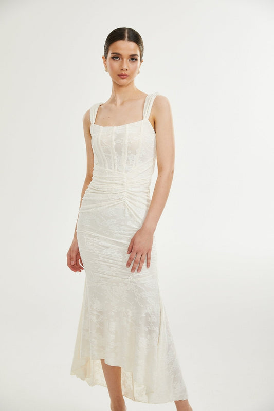 Raya | Elegant Blommig Jacquard Klänning