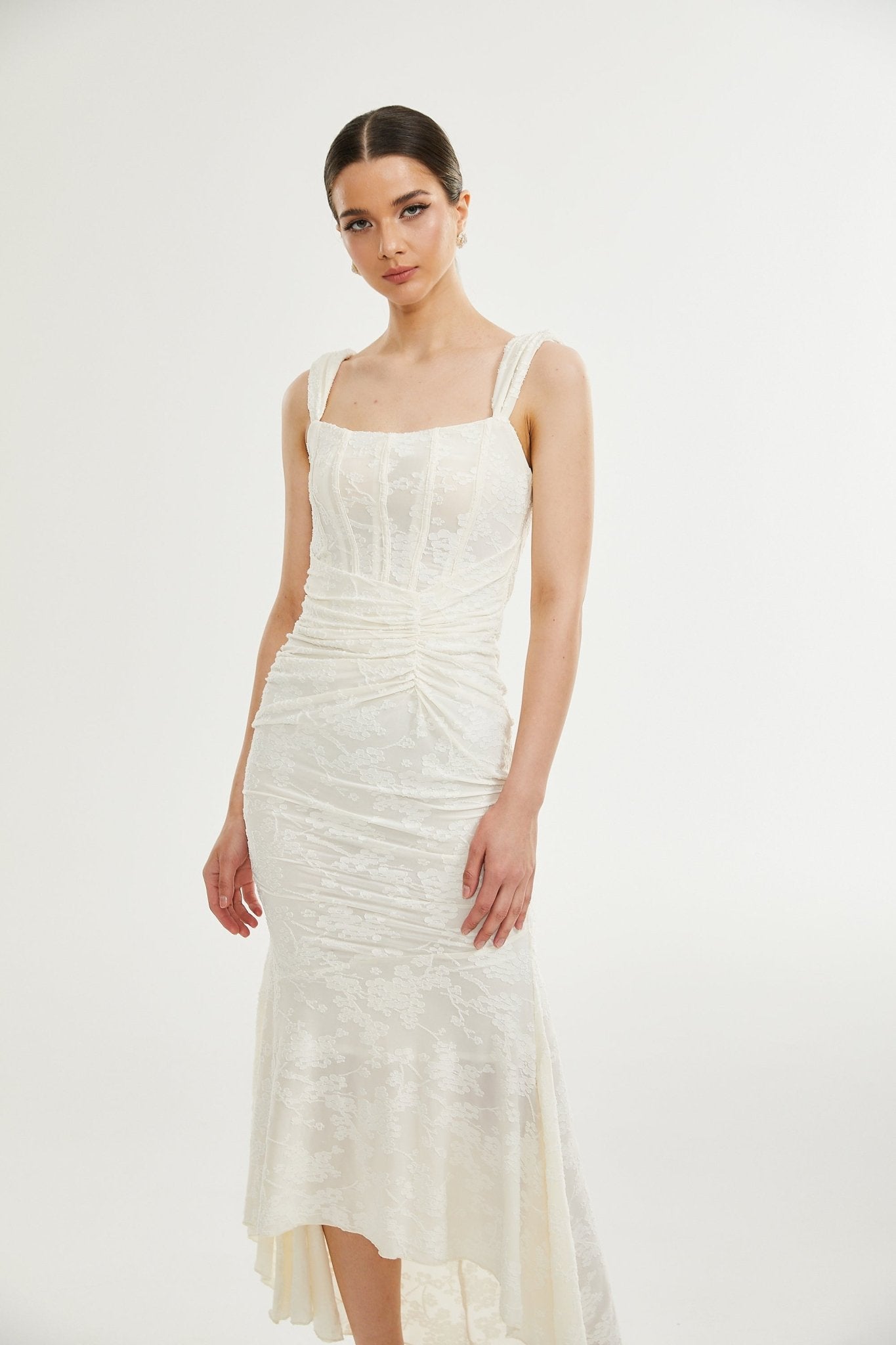 Raya | Elegant Blommig Jacquard Klänning