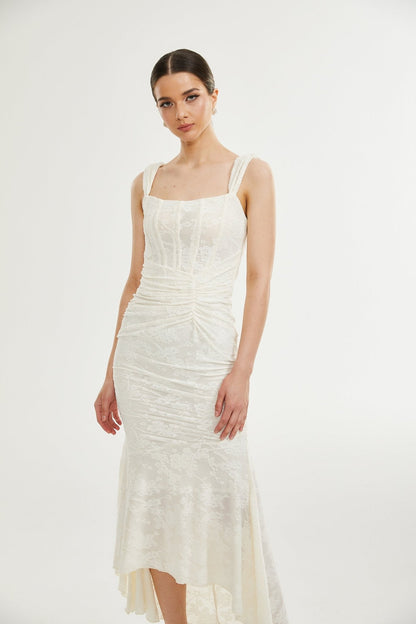 Raya | Elegant Blommig Jacquard Klänning