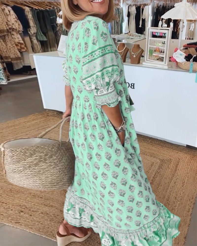 Mana | Chic Floral V-Hals Klänning