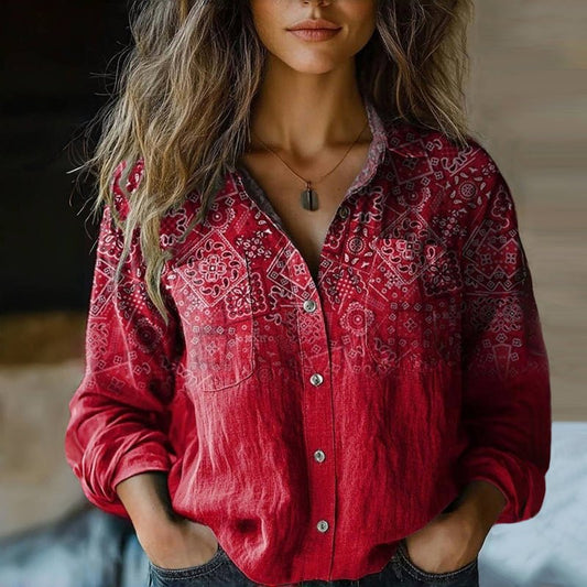 Emma | Vintage Tryckt Blus