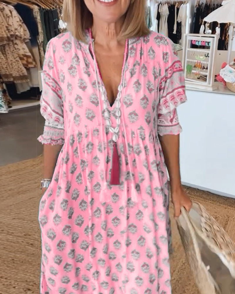 Mana | Chic Floral V-Hals Klänning