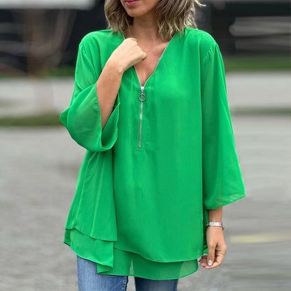 Lorelai | Chiffon Dragkedja Blus