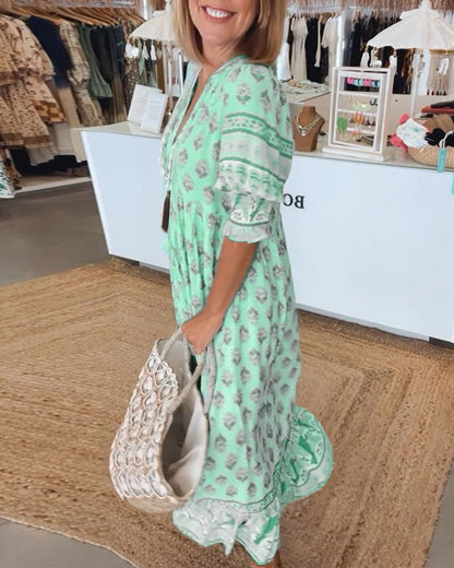 Mana | Chic Floral V-Hals Klänning