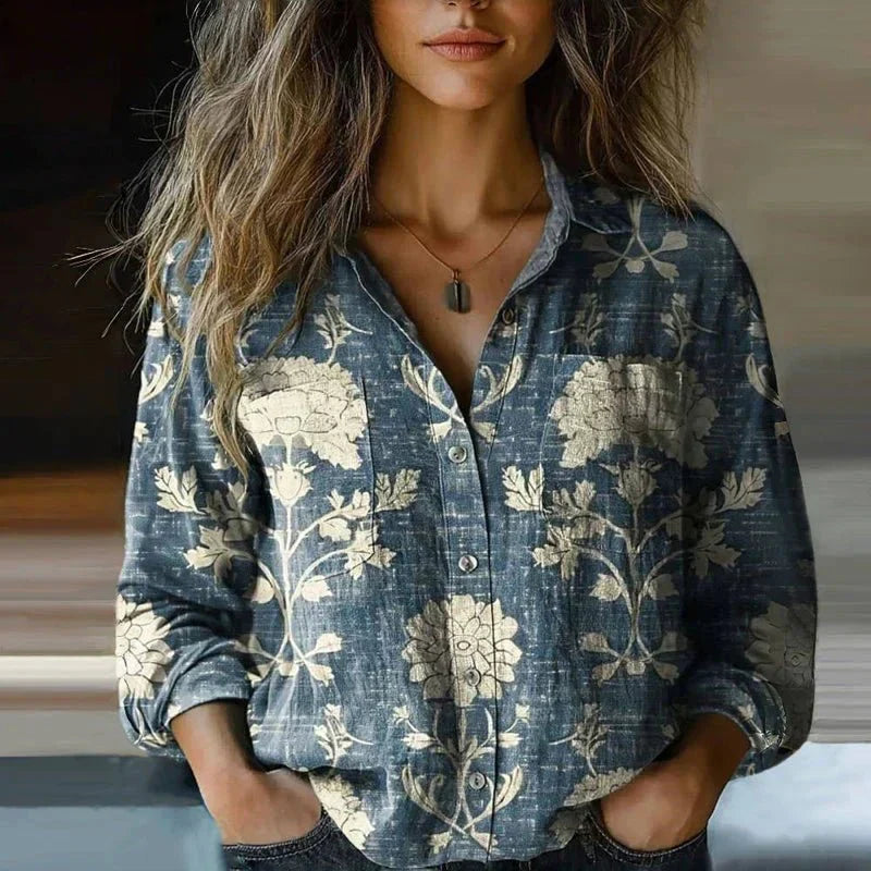Emma | Vintage Tryckt Blus
