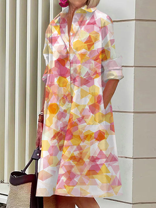 Danica | Chic Geometrisk Skjortklänning
