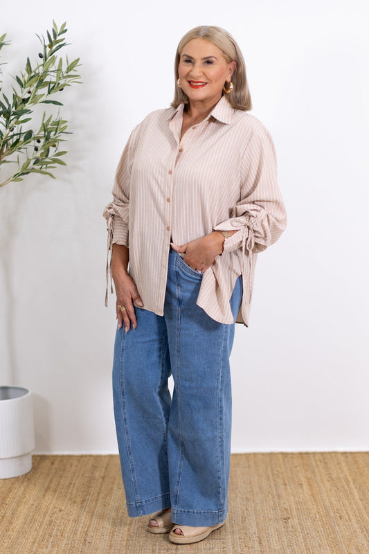 Laura | Oversized Randig Skjorta