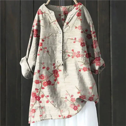 Emilia | Blus med Blommig Accent
