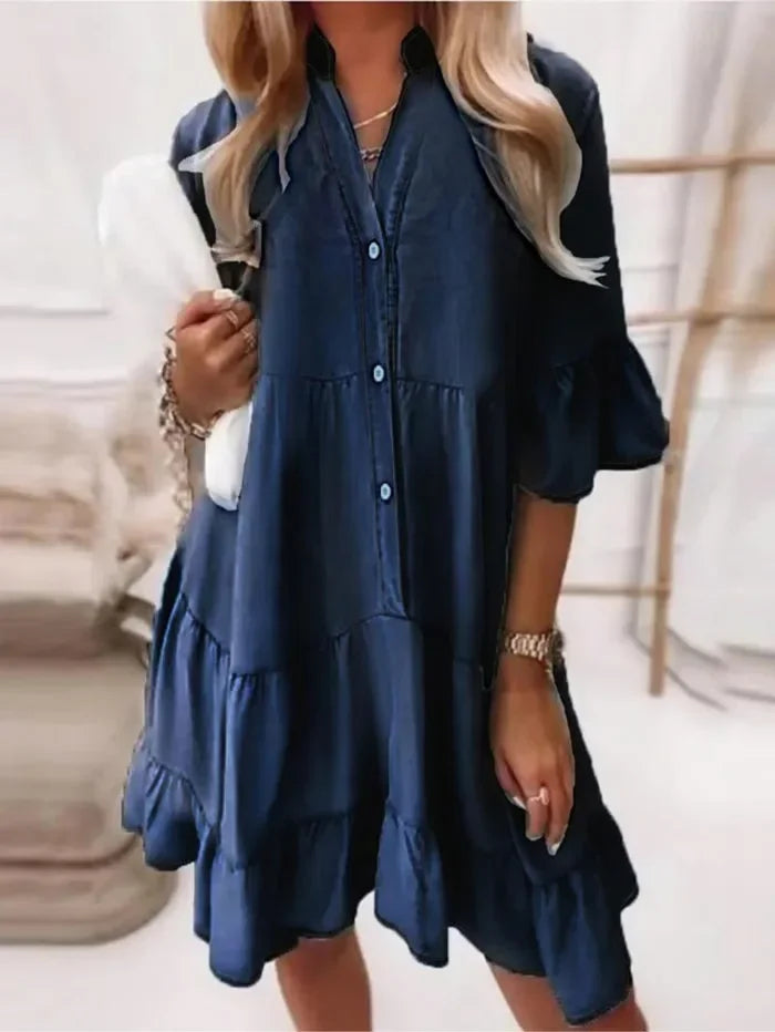 Amy | Ruffle Denim Klänning