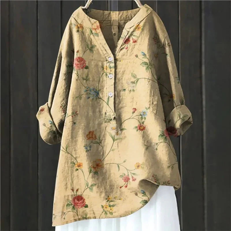 Emilia | Blus med Blommig Accent
