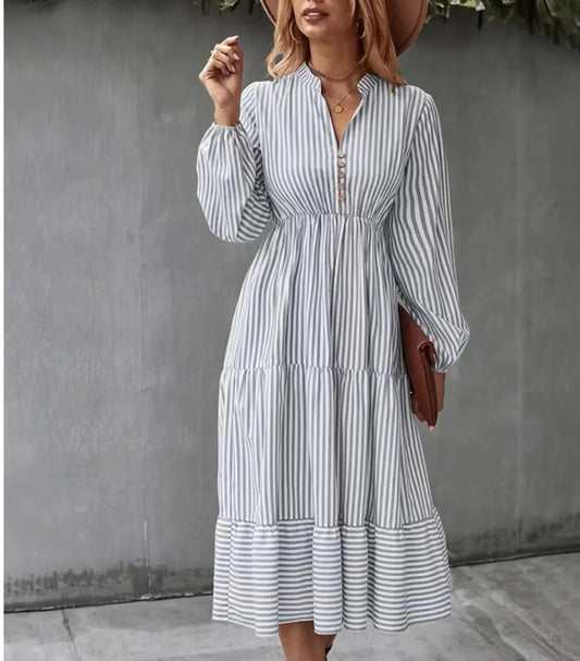 Kaitlyn | Retro Randig Maxi Klänning