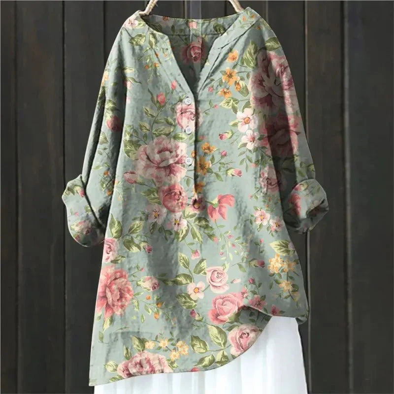 Emilia | Blus med Blommig Accent