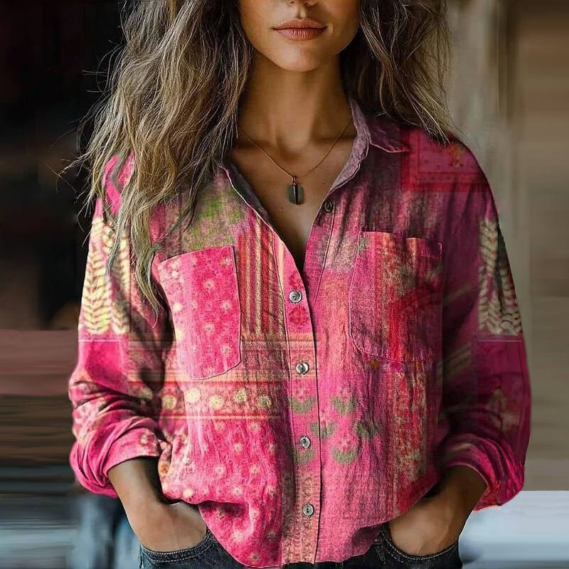 Emma | Vintage Tryckt Blus
