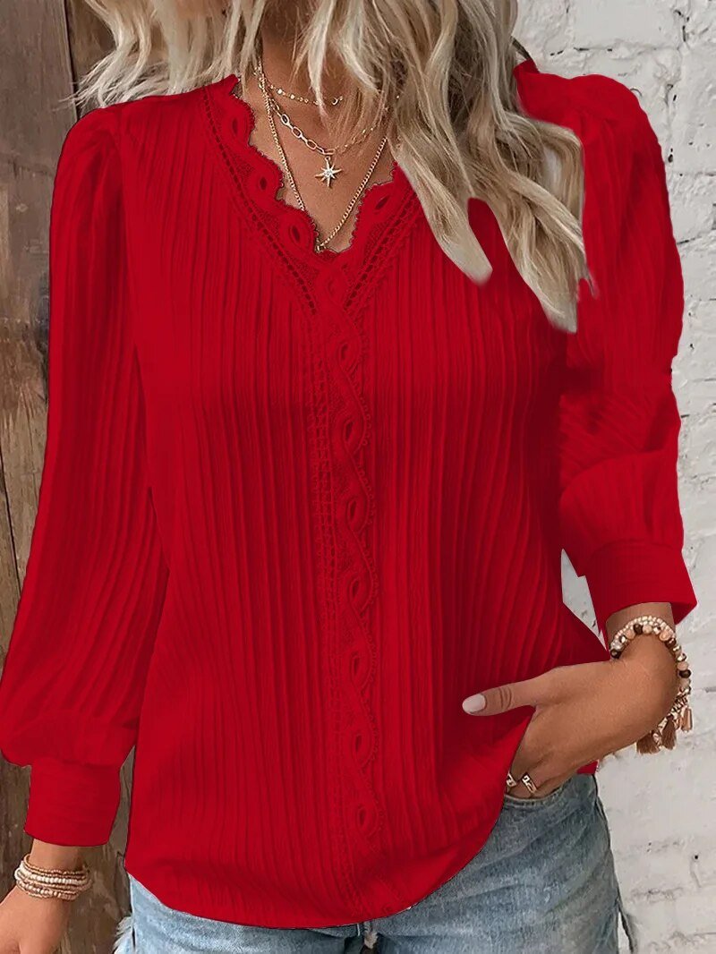 Lydia | Blus med Spetsdetaljer