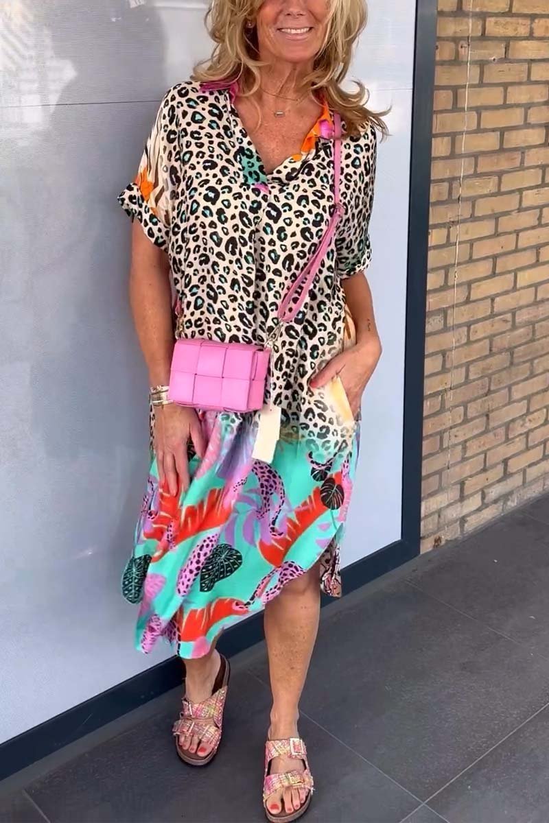 Zella | Avslappnad Leopardmönstrad Klänning
