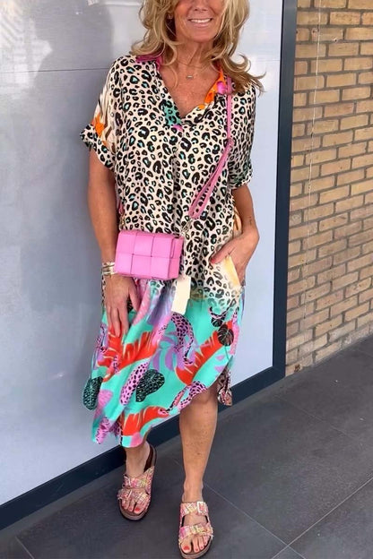 Zella | Avslappnad Leopardmönstrad Klänning