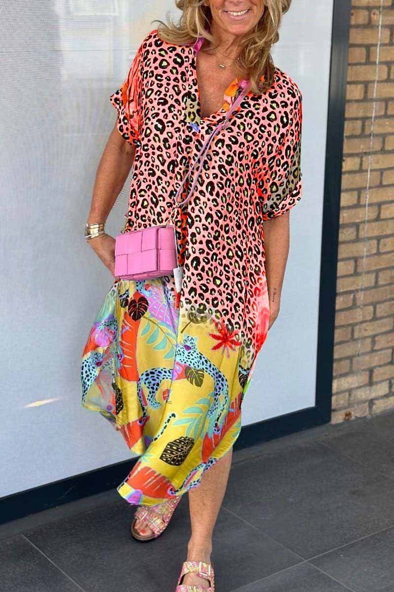 Zella | Avslappnad Leopardmönstrad Klänning