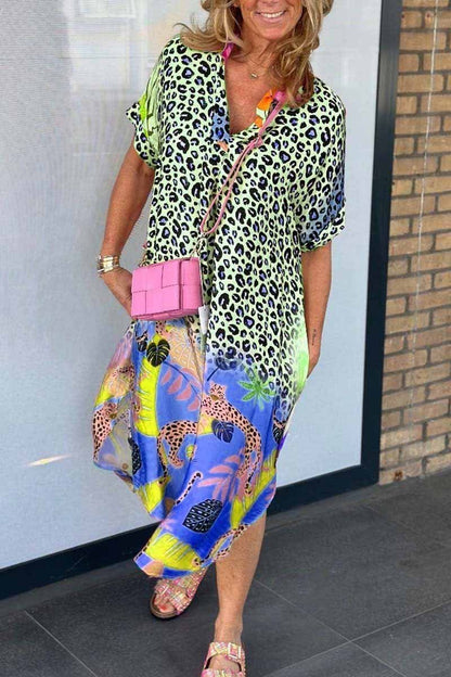 Zella | Avslappnad Leopardmönstrad Klänning